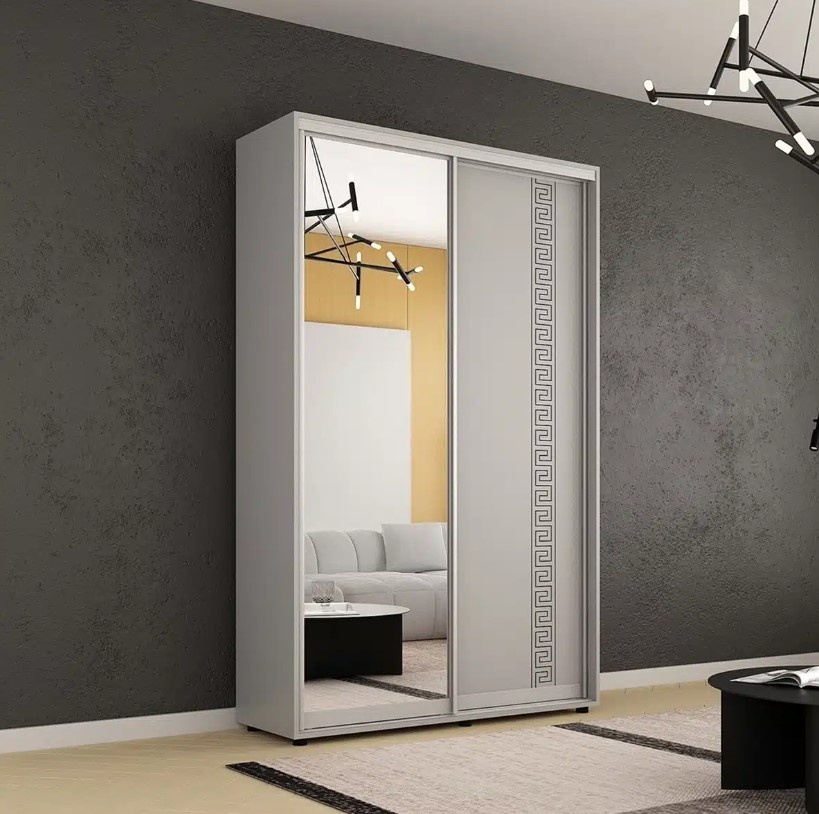 Dulap cu uşi glisante Mobildor-Lux Compact Meander/Mirror 160x240 Grey (00013074)