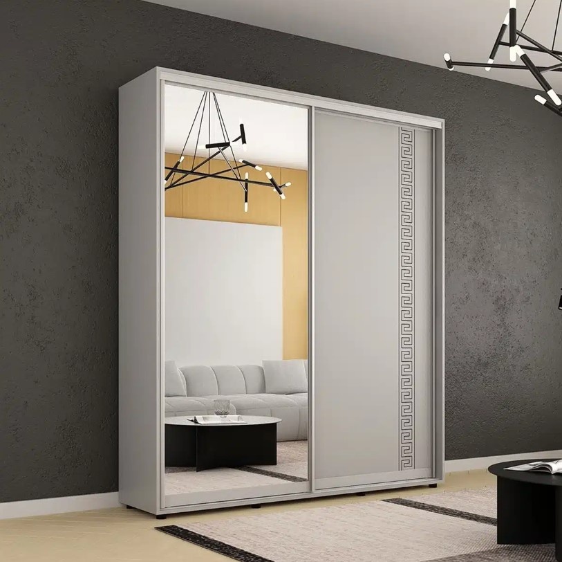 Dulap cu uşi glisante Mobildor-Lux Compact Meander/Mirror 220x220 Grey (compact5329)