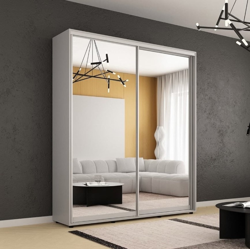 Dulap cu uşi glisante Mobildor-Lux Compact Mirror 220x200 Grey (00013215)