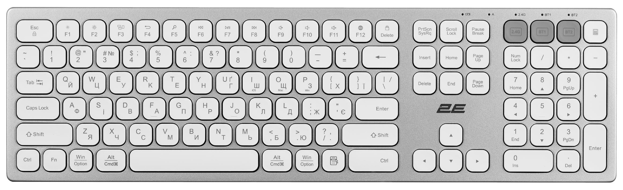 Tastatură 2E KS270 Silver/White