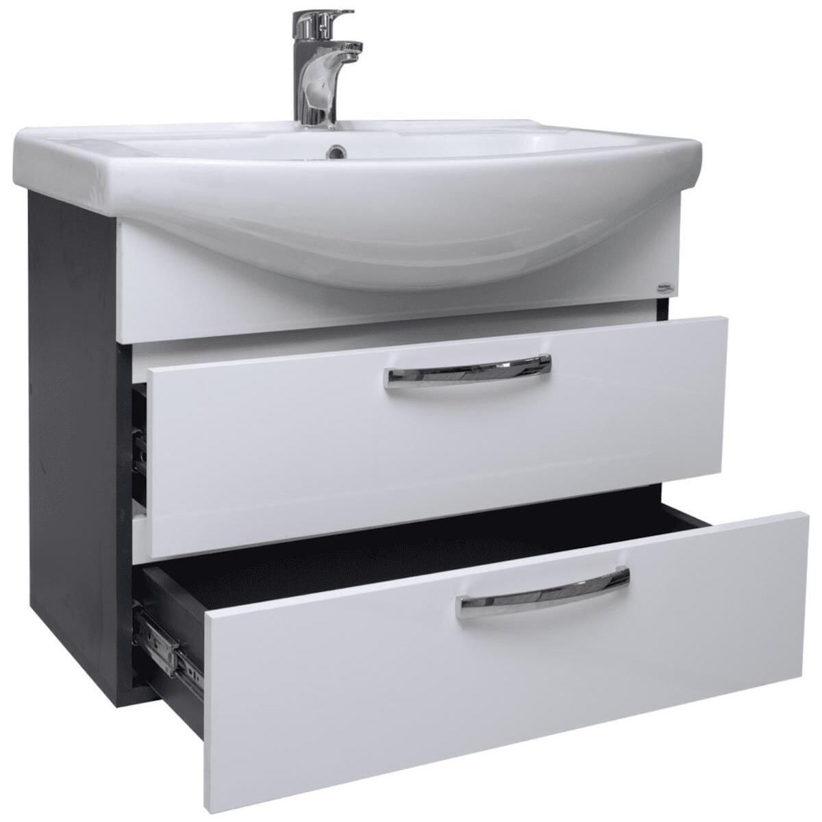 Dulap cu lavoar Mashtab Agat 2 Basic 10682 White/Anthracite 75cm