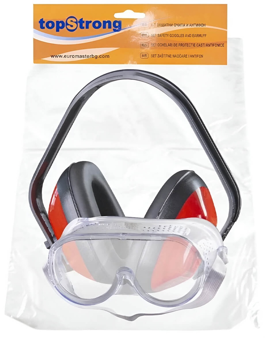 Set de ochelari de siguranță și căști TopStrong 561103