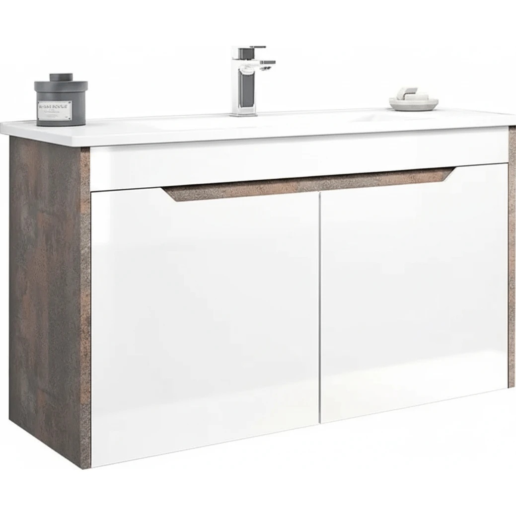 Dulap cu lavoar Orka Lago 85 Brown Stone/White (19961)