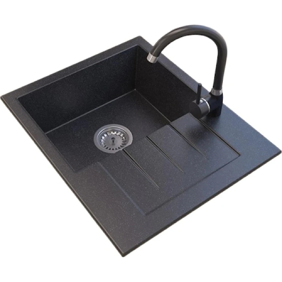 Chiuvetă de bucătărie Granitan MILANO 574x464mm Black dappled (07278001003)