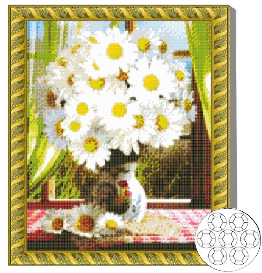 Mozaic cu diamante Art Gallery Premium Beautiful Daisies 40x50cm (GA86216)