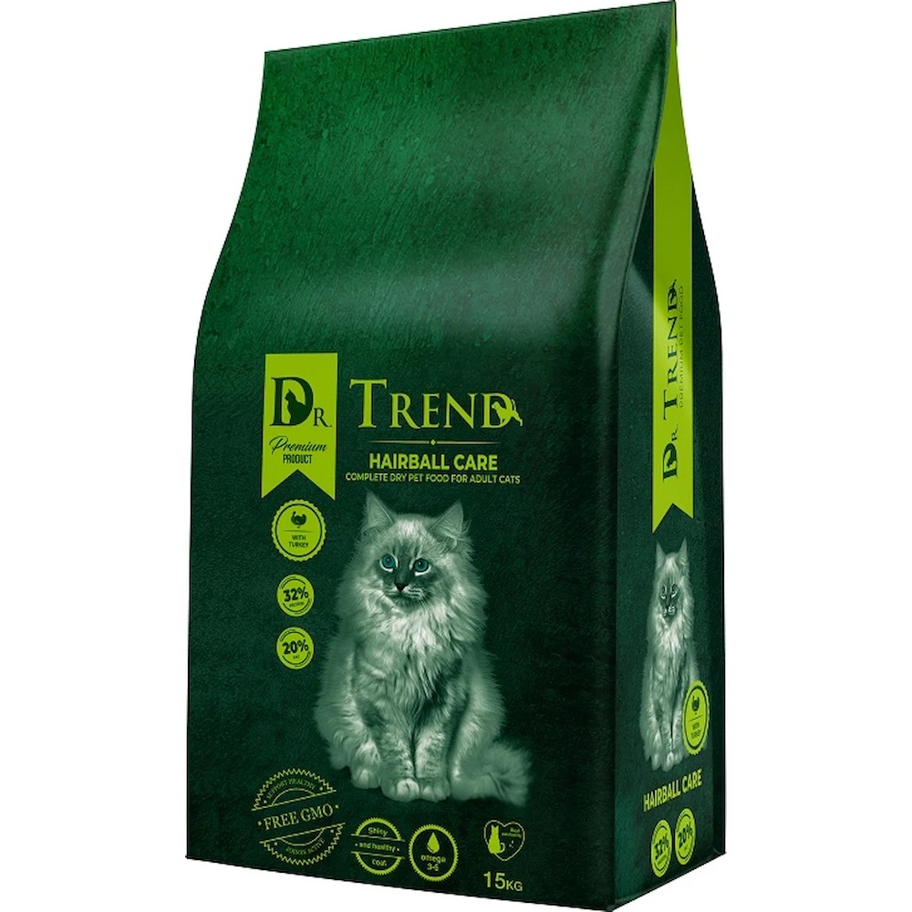 Hrană uscată pentru pisici Dr.Trend Hairball Care Adult Cats 15kg