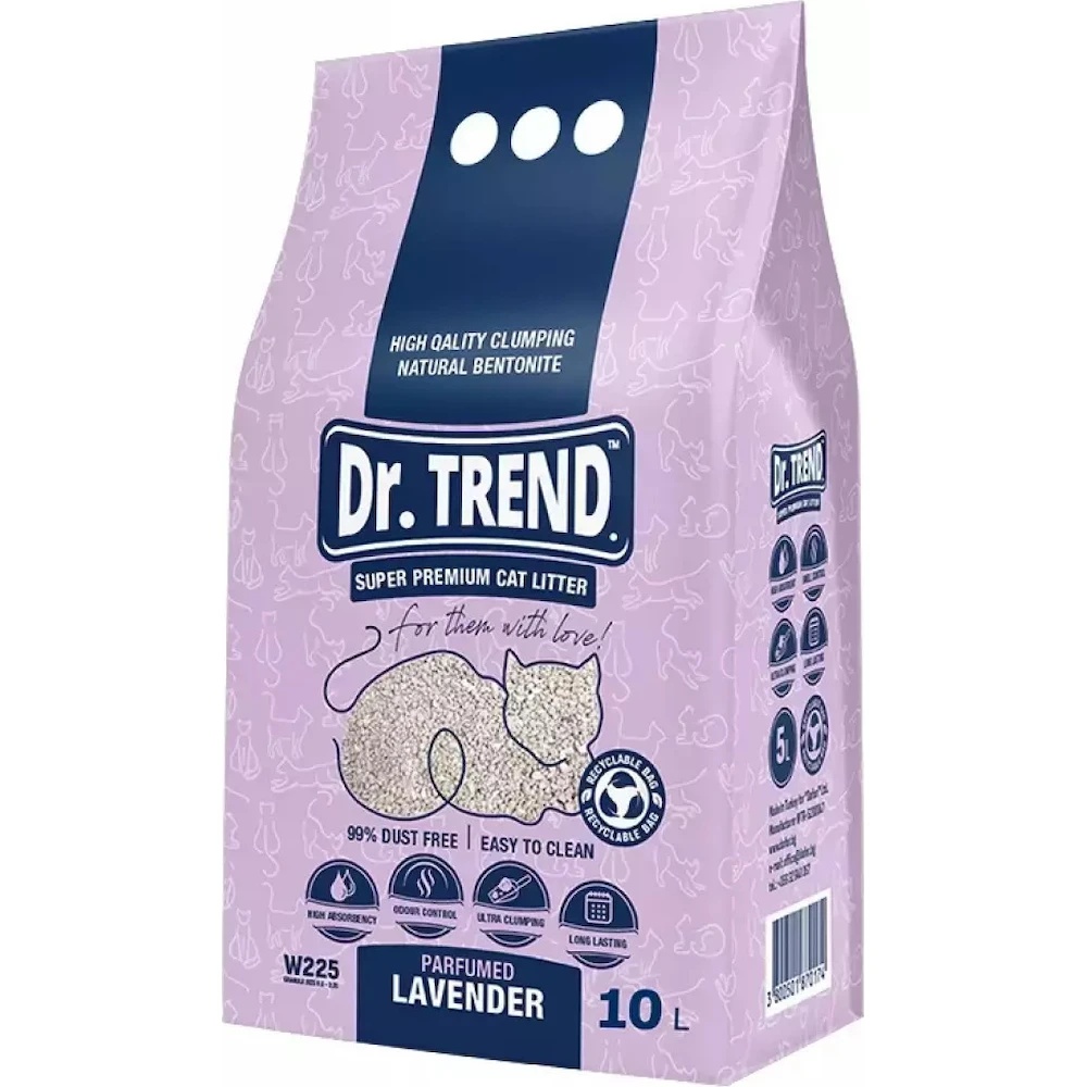 Asternut igienic pentru pisici Dr.Trend Natural Bentonite Parfumed Lavander 10L