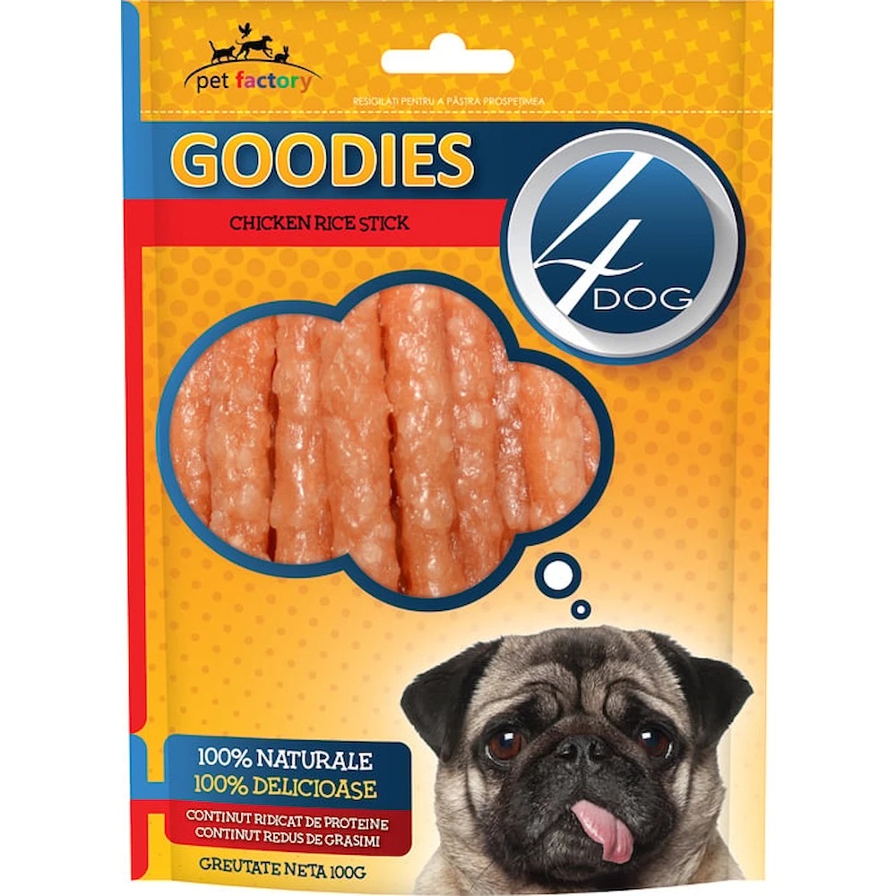 Snackuri pentru câini 4Dog Goodies Chicken Rice Sticks 100g