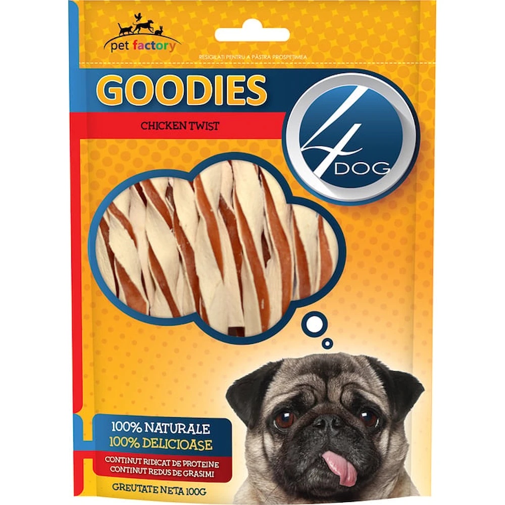 Snackuri pentru câini 4Dog Goodies Chicken Sandwich Twists 100g