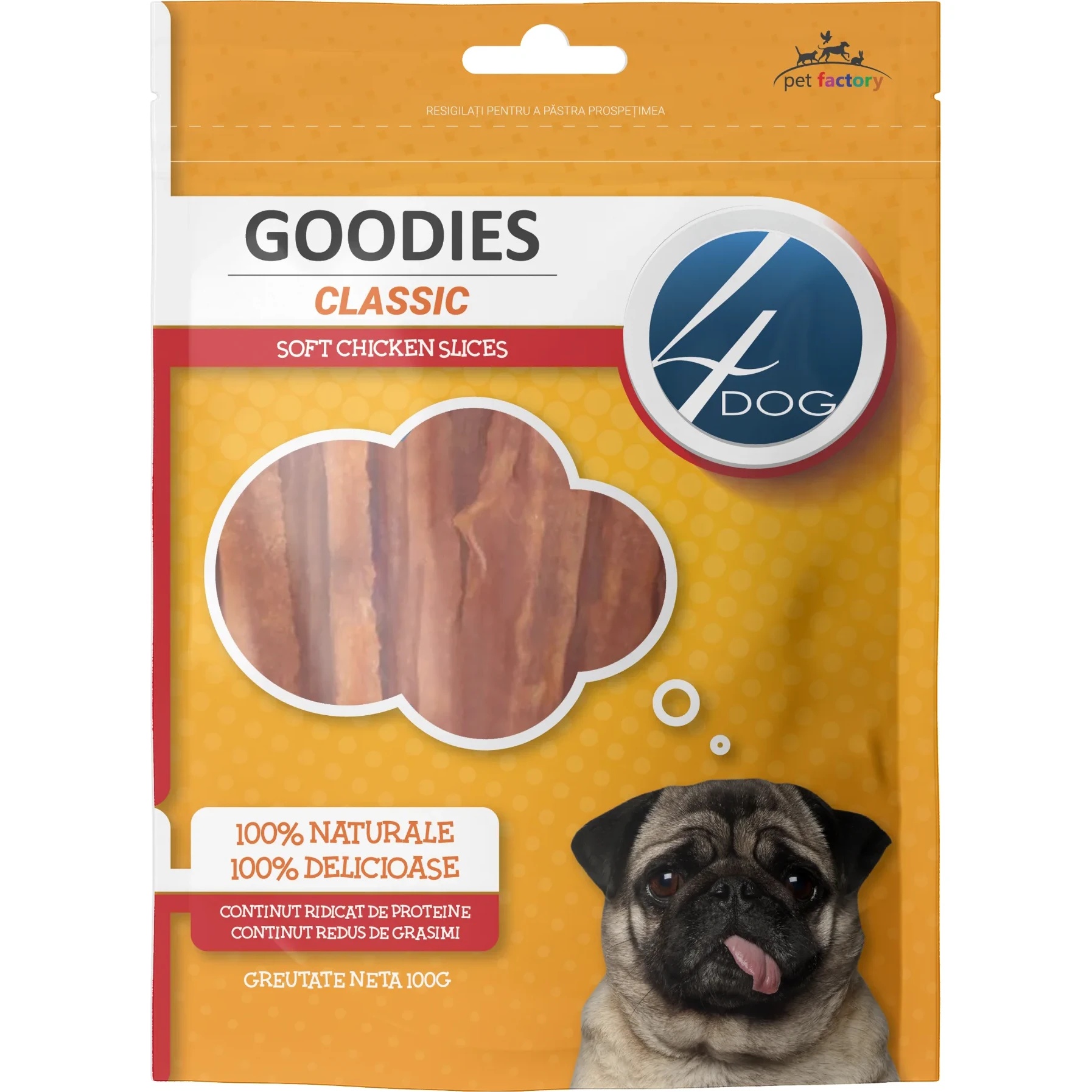 Snackuri pentru câini 4Dog Goodies Chicken Soft Slices 100g