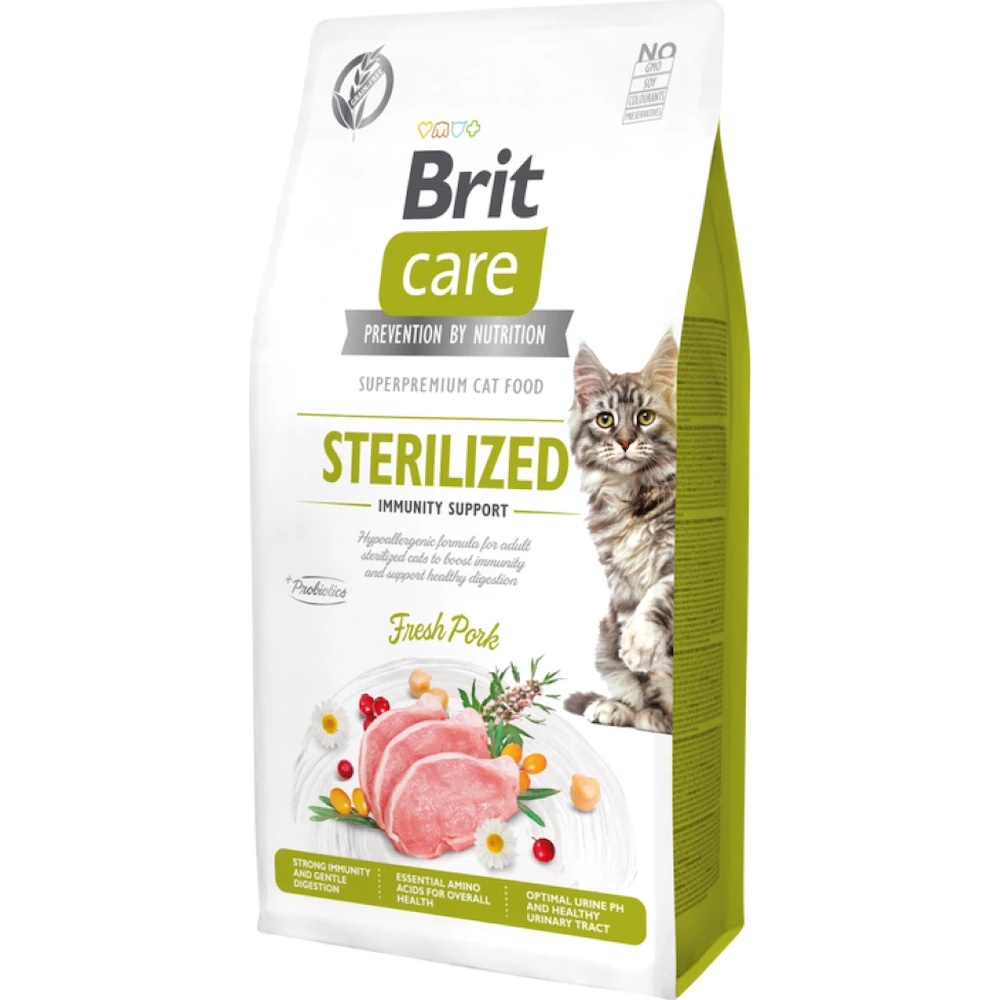 Hrană uscată pentru pisici Brit Care Cat Grain Free Sterilized Immunity Support 2kg