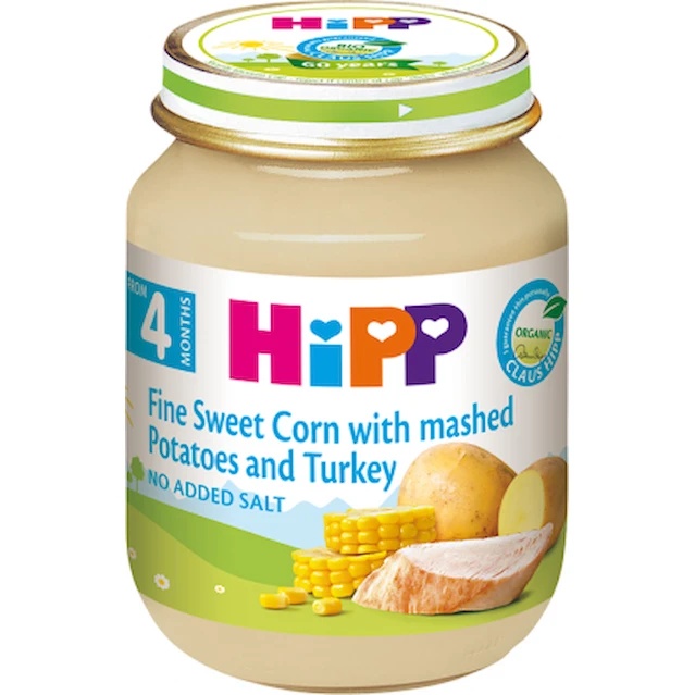 Piure pentru copii HiPP Fine Sweet Corn Potatoes Turkey 125g (6203)