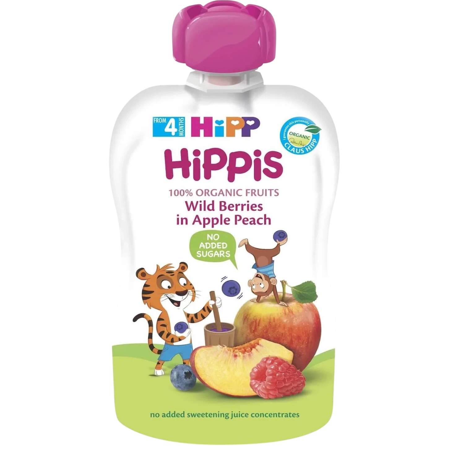 Piure pentru copii HiPP Wild Berries Apple Peach 100g (8525)