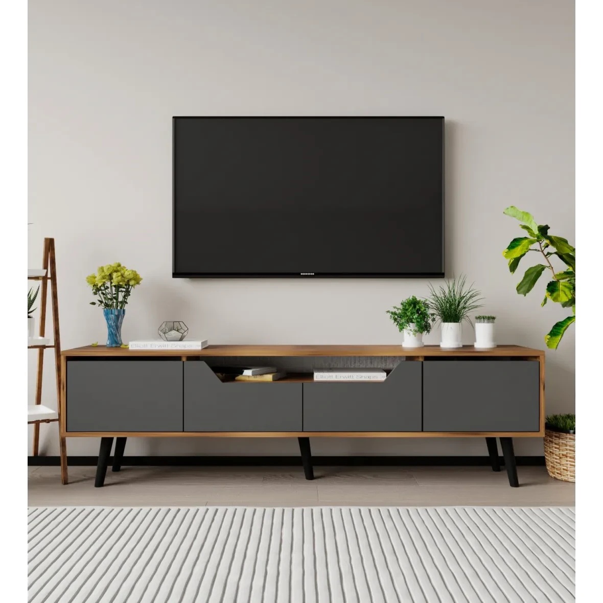 Rezo Roma Walnut Тумба под ТВ Trendy Roma 180 Walnut/Anthracite 180x53x30cm (GTR008127 ...