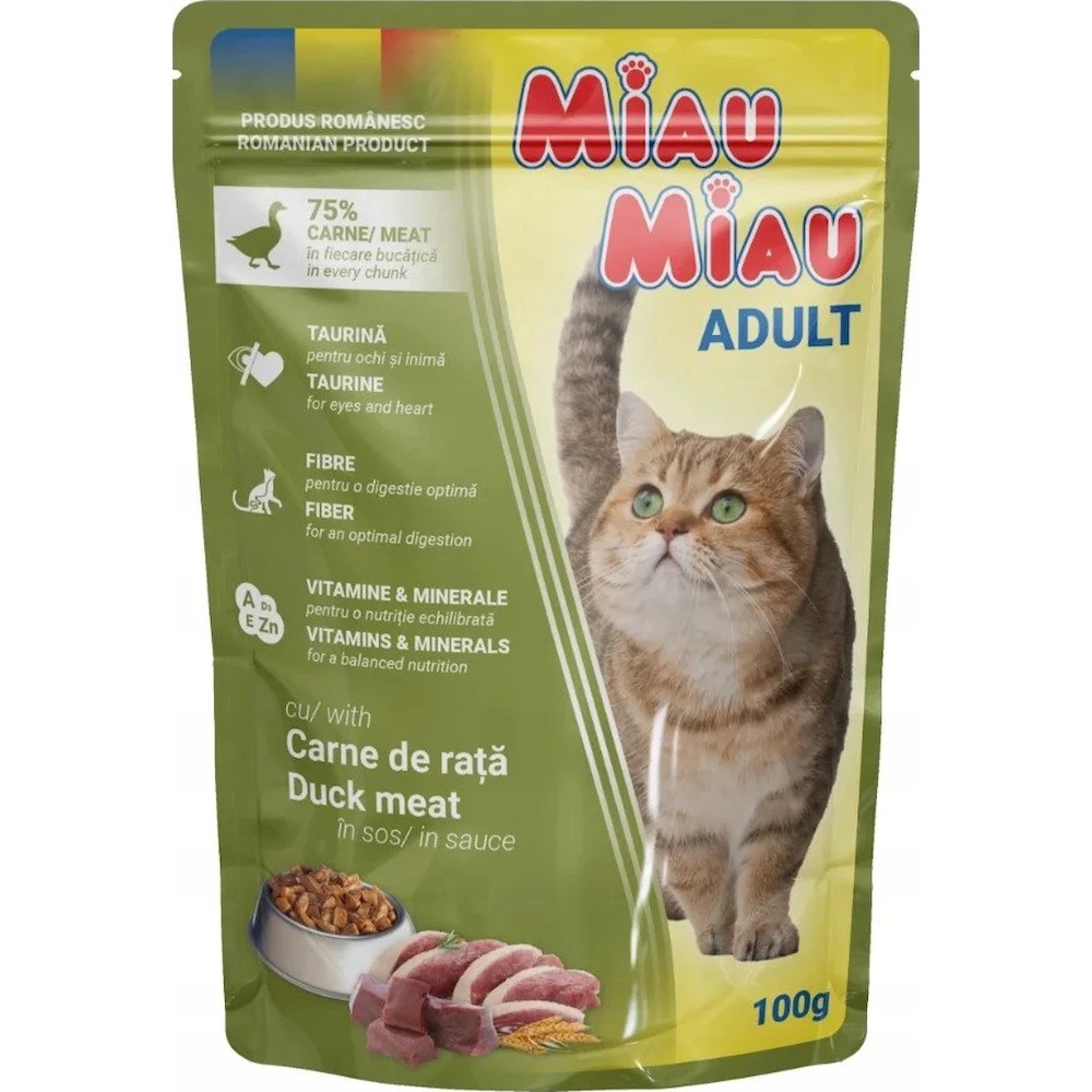 Hrană umedă pentru pisici Miau Miau Duck 100g 24pcs