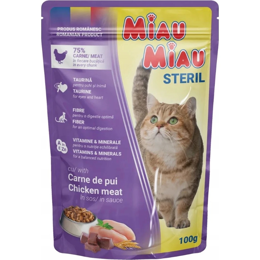 Hrană umedă pentru pisici Miau Miau Sterilised 100g 24pcs