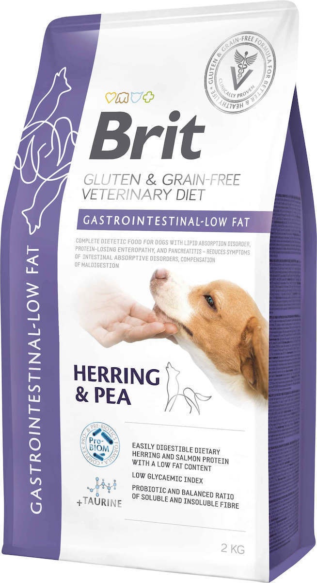 Hrană uscată pentru câini Brit Grain Free Veterinary Diet Gastrointestinal-Low Fat 2kg