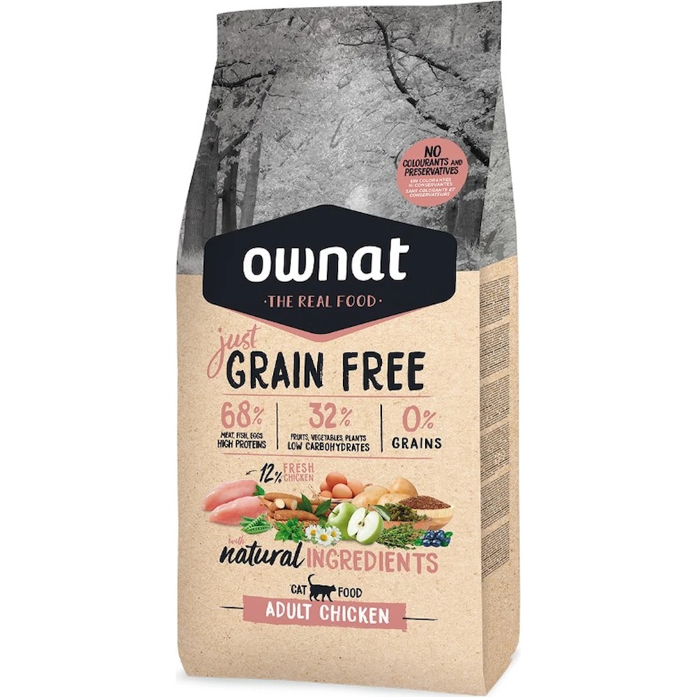 Hrană uscată pentru pisici Ownat Just Grain Free Adult Chicken 1kg
