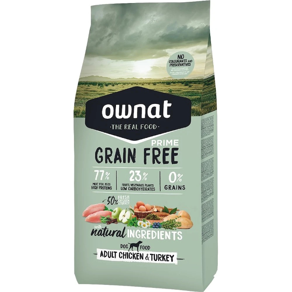 Hrană uscată pentru pisici Ownat Prime Grain Free Adult Chicken & Turkey 8kg