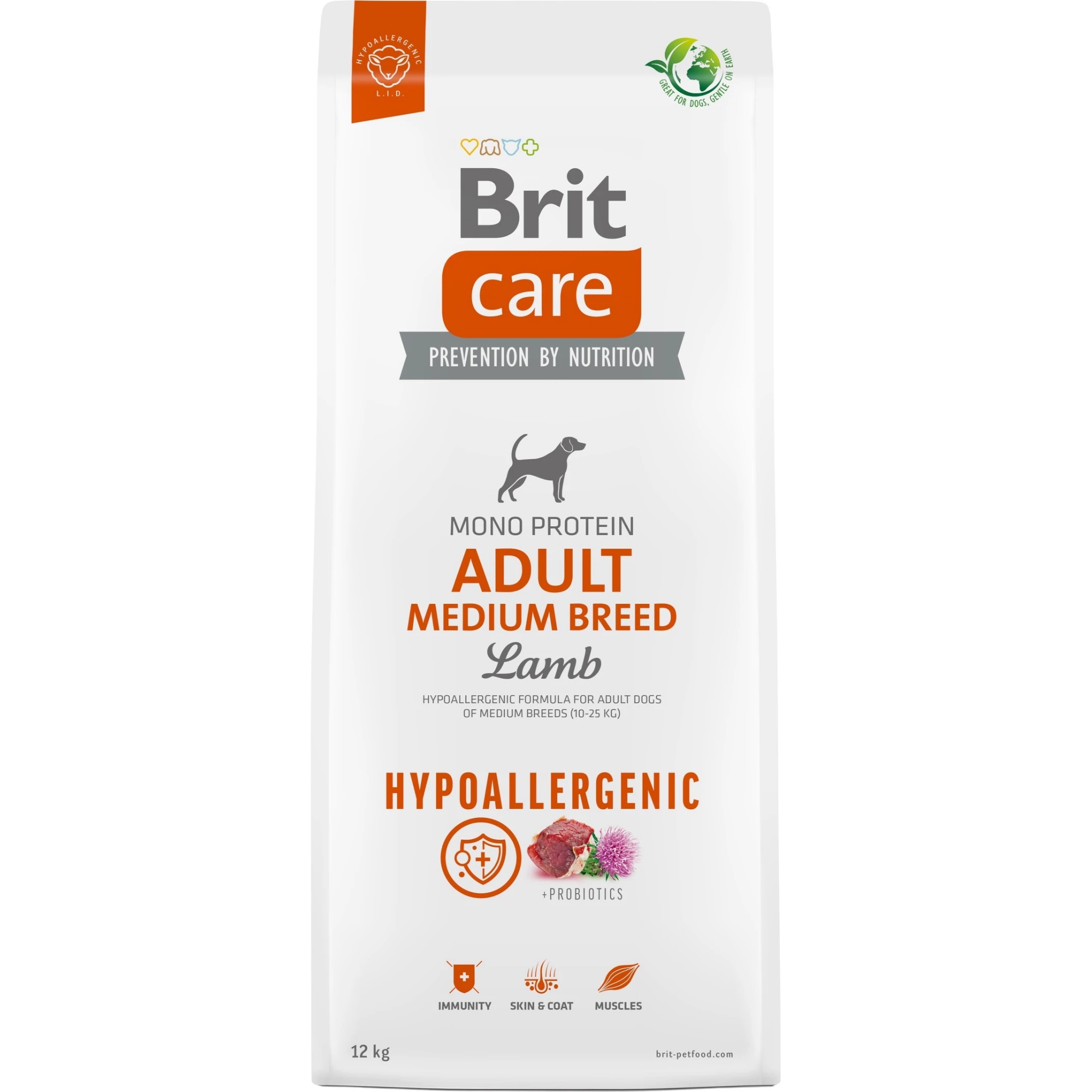 Hrană uscată pentru câini Brit Care Dog Hypoallergenic Adult Medium Breed 12kg