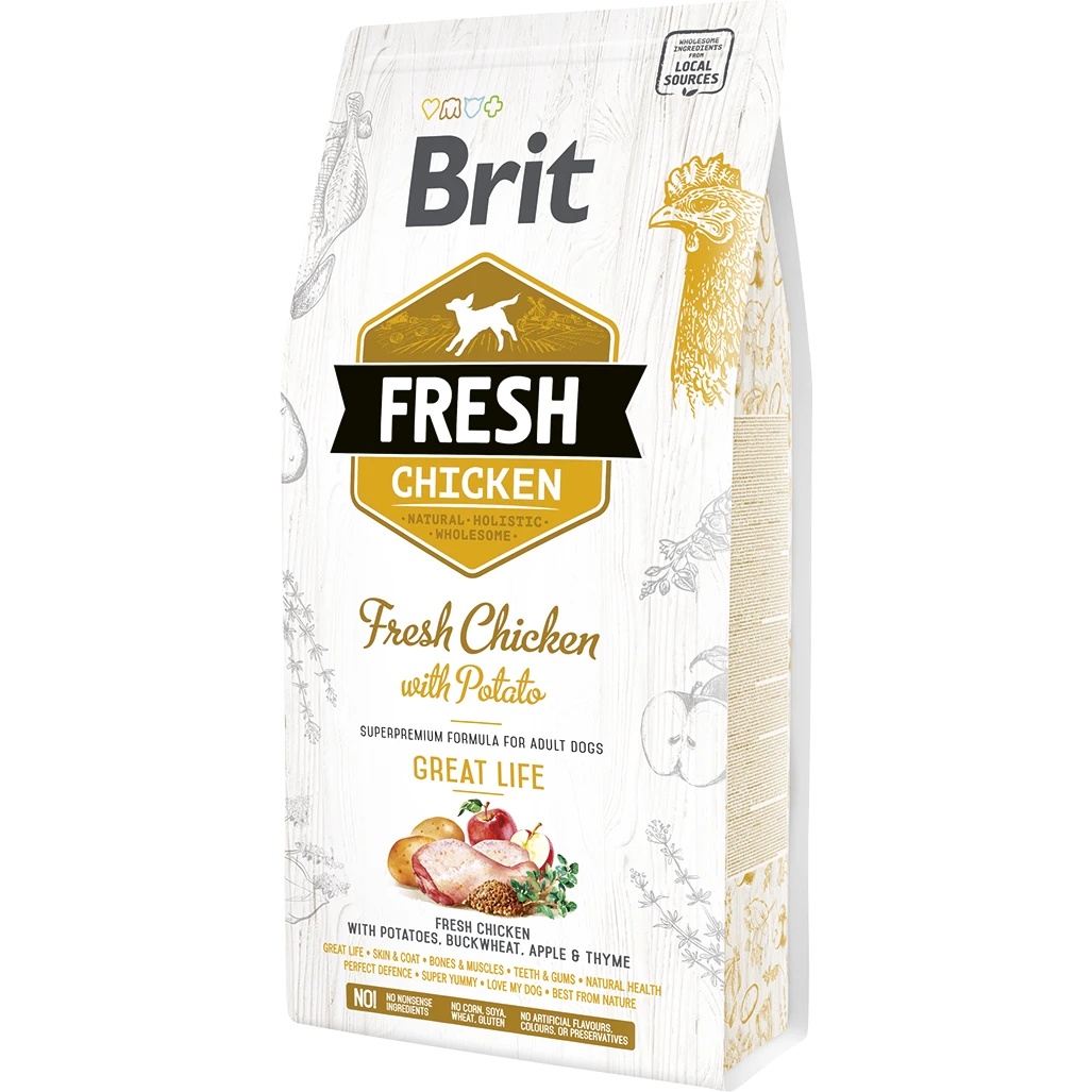 Hrană uscată pentru câini Brit Fresh Adult Great Life Chicken & Potato 2.5kg