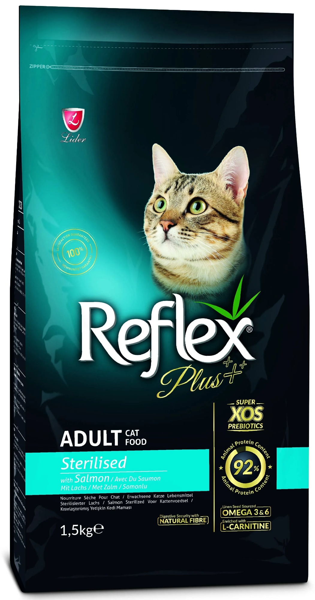 Hrană uscată pentru pisici Reflex Plus Sterilised Adult Cat Salmon 1.5kg