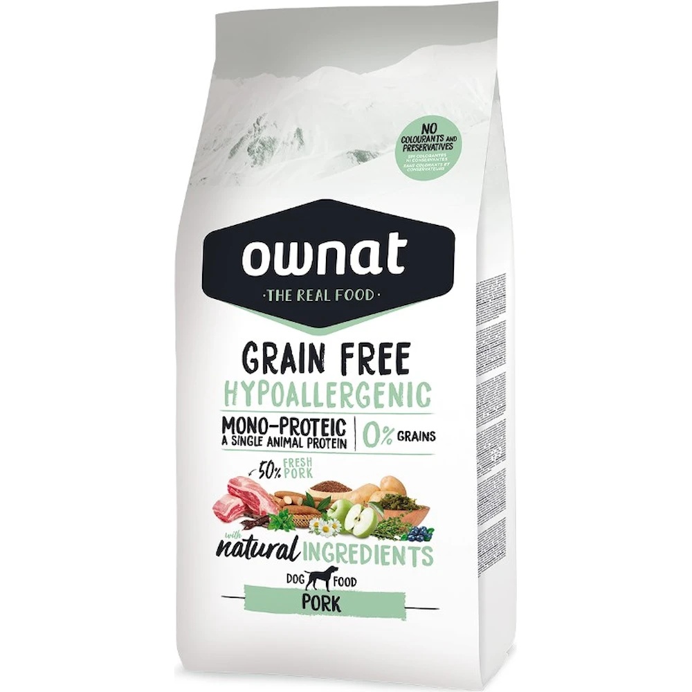 Hrană uscată pentru câini Ownat Grain Free Hypoallergenic Pork 12kg
