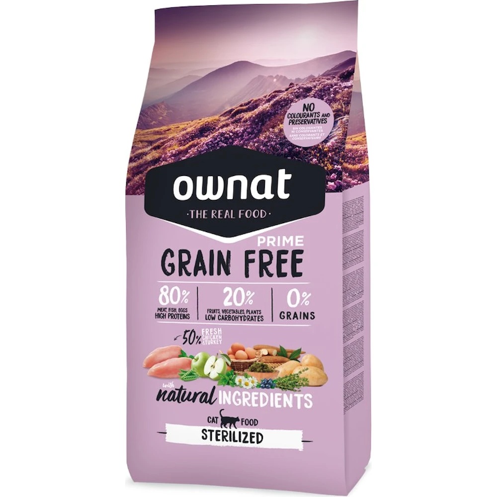 Hrană uscată pentru pisici Ownat Prime Grain Free Sterilized 8kg