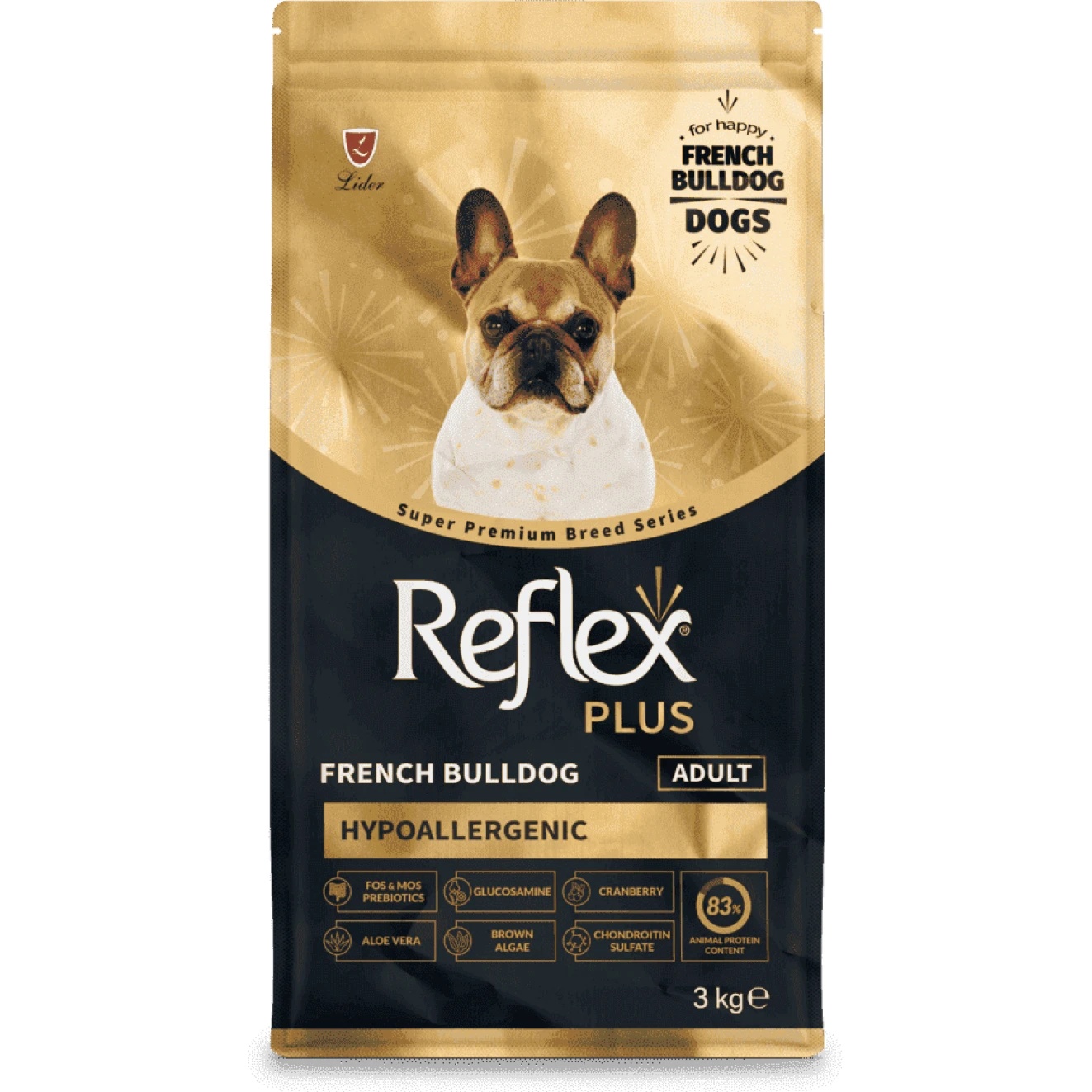 Hrană uscată pentru câini Reflex Plus Bulldog Hypoallergenic 3kg