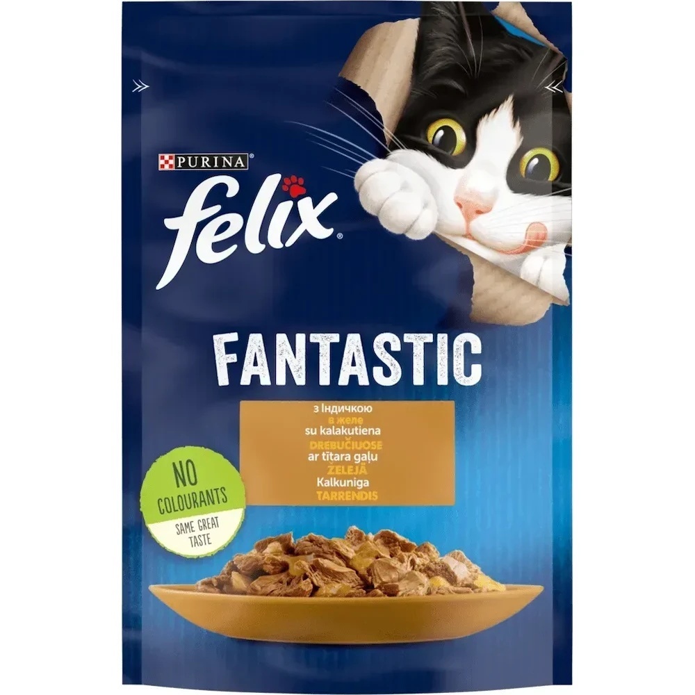 Hrană umedă pentru pisici Purina Felix Fantastic Turkey 85g