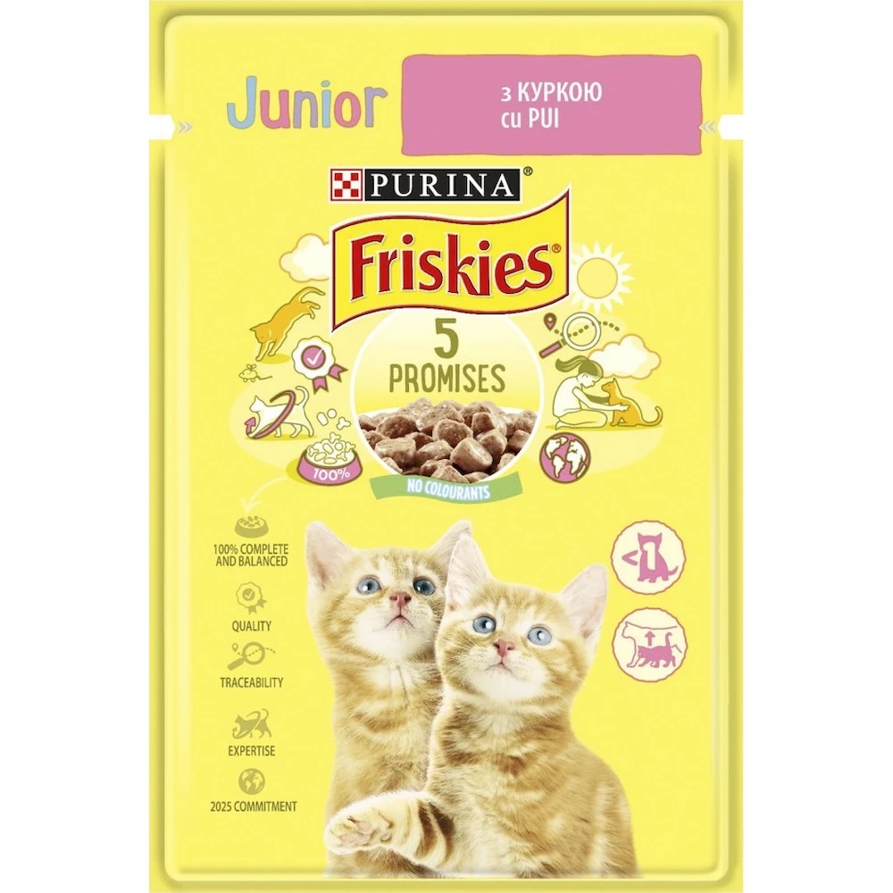 Hrană umedă pentru pisici Purina Friskies Junior Chicken 85g