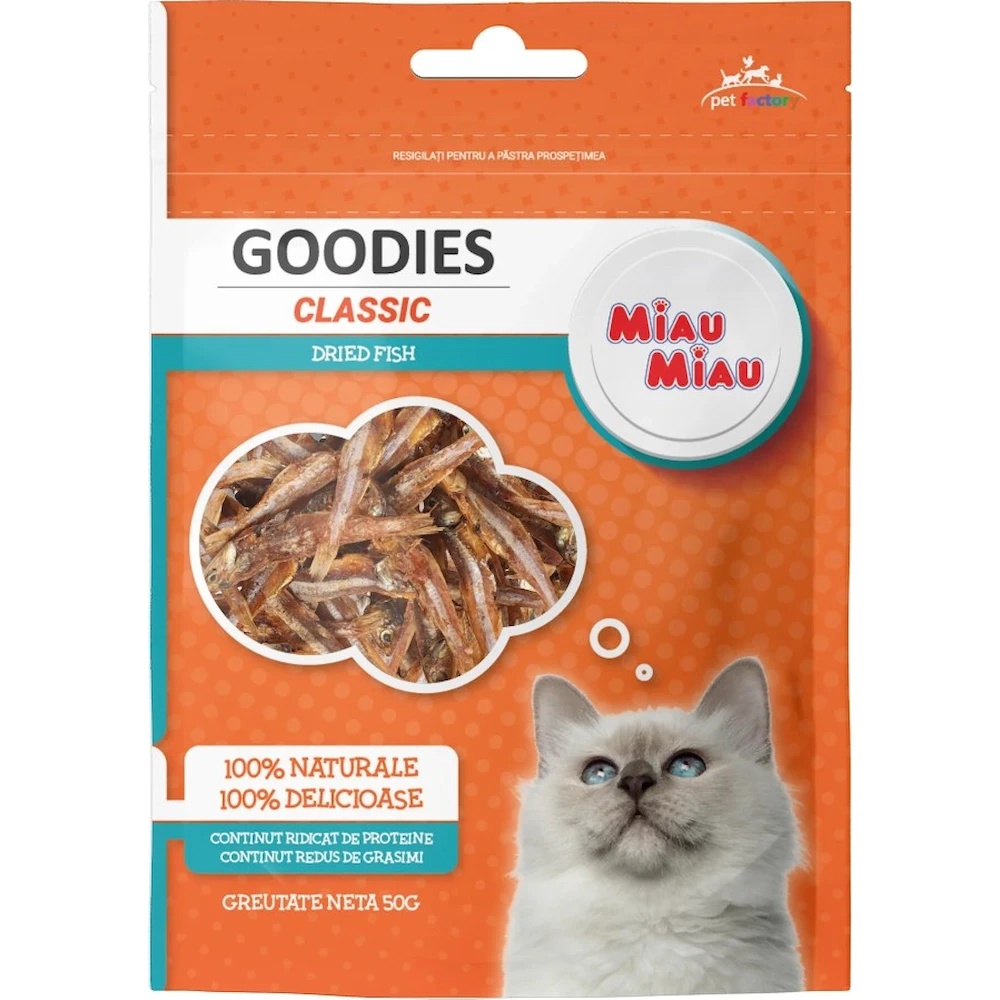 Snackuri pentru pisici Miau Miau Classic Dried Fish 50g