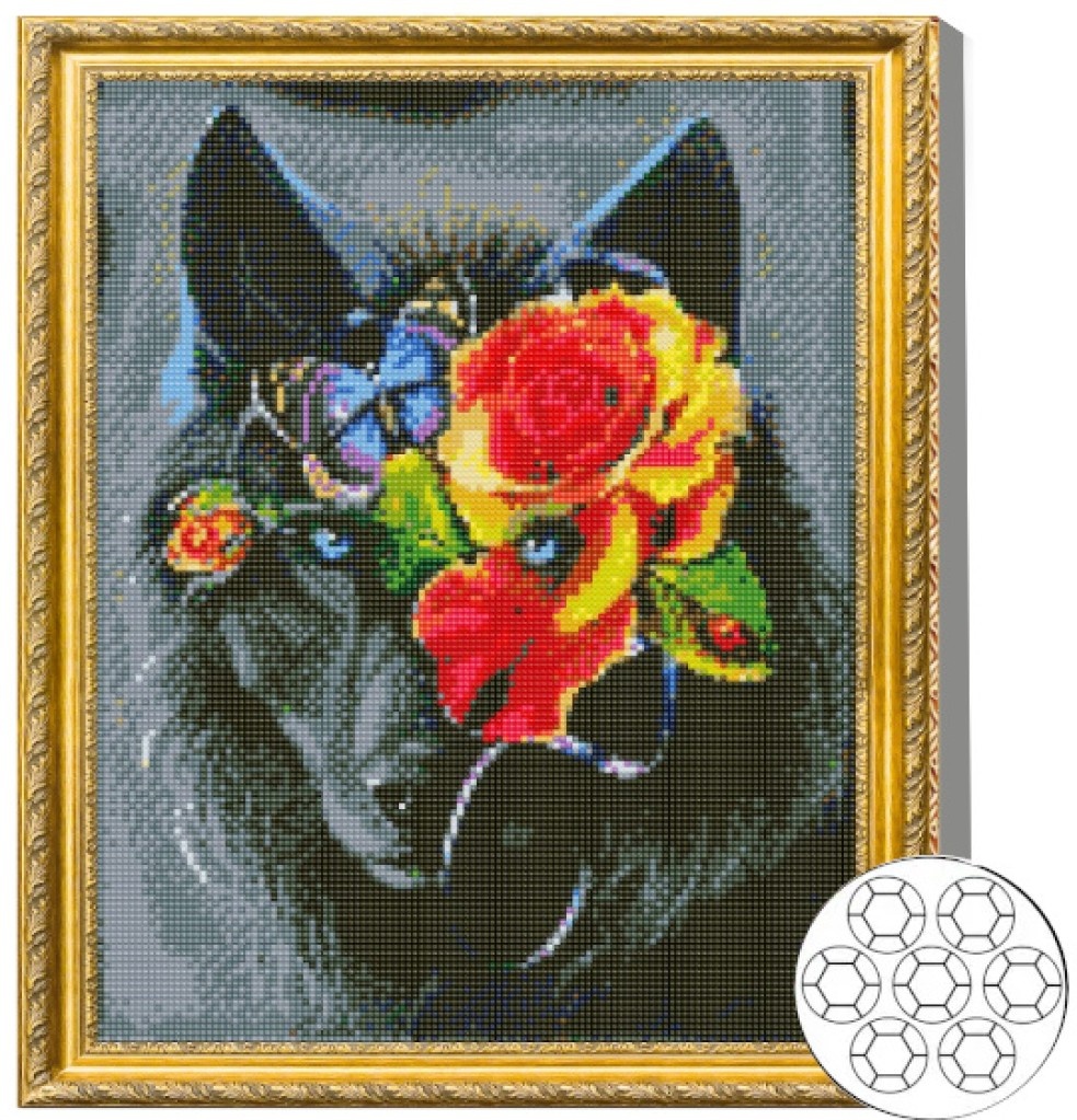 Mozaic cu diamante Art Gallery Premium Flower Wolf 40x50cm (GA86356)