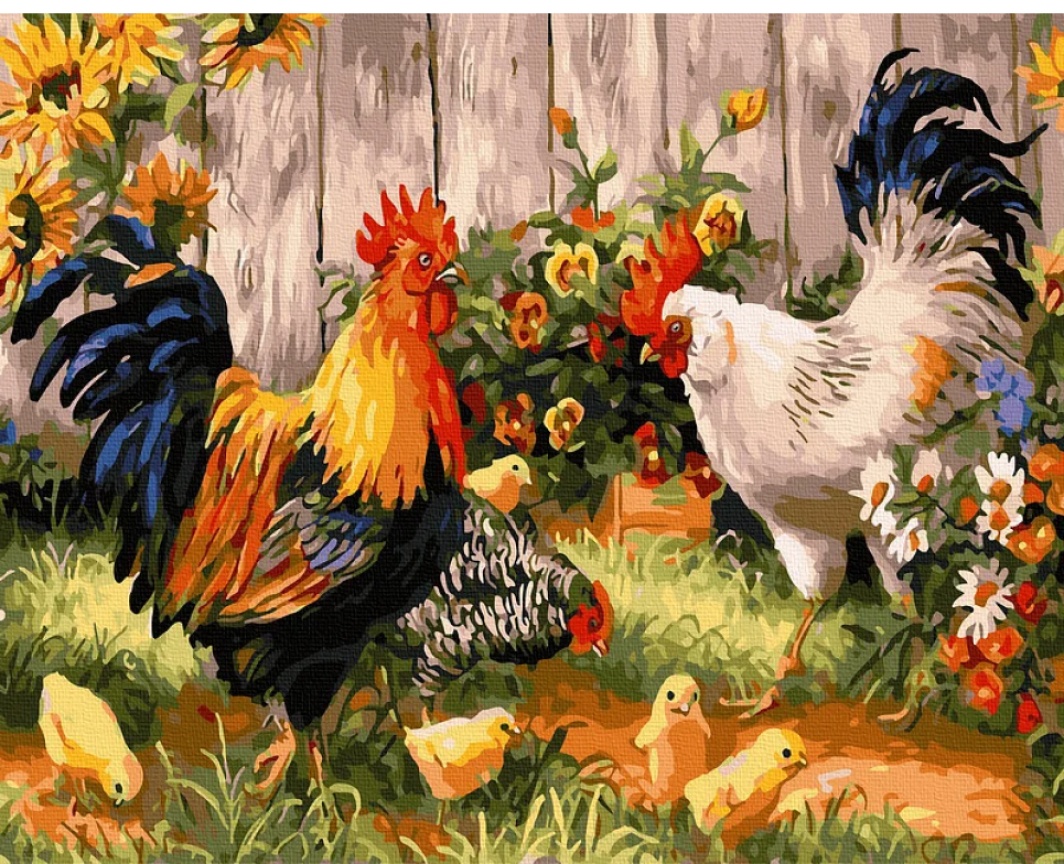 Tablou pe numere Colora Yard with Chickens 40x50cm (GX35868)