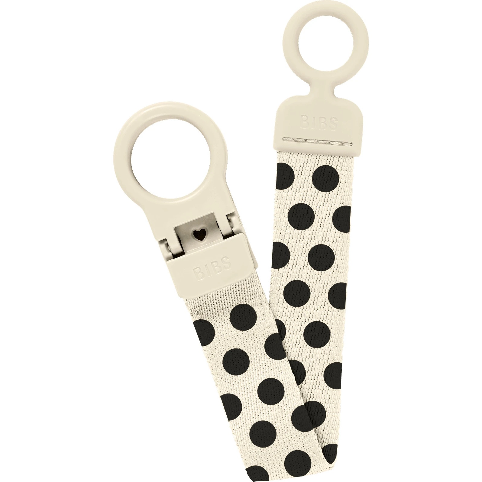 Clip de lant pentru suzeta BIBS Polka Dot Ivory Black (950134216)