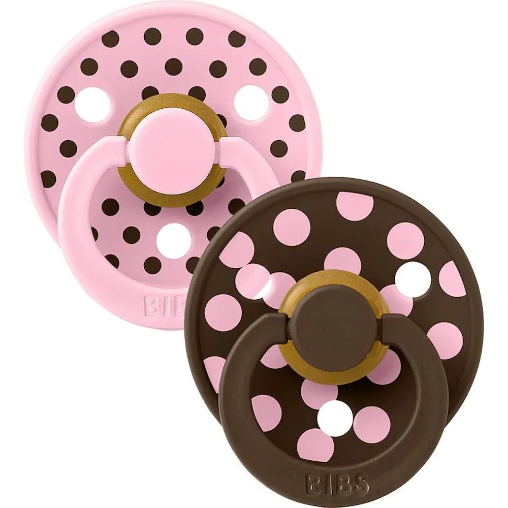 Suzeta BIBS Studio Colour Latex 6m+ 2pcs Polka Dot Baby Pink Mocha (12034102)