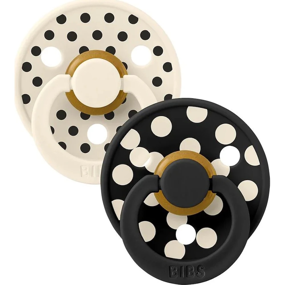 Suzeta BIBS Studio Colour Latex 6m+ 2pcs Polka Dot Ivory Black (12034101)