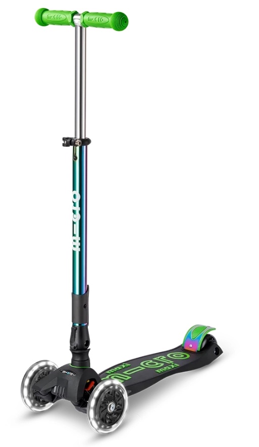 Trotinetă Micro Maxi Deluxe Foldable LED Neochrome Green (MMD404)