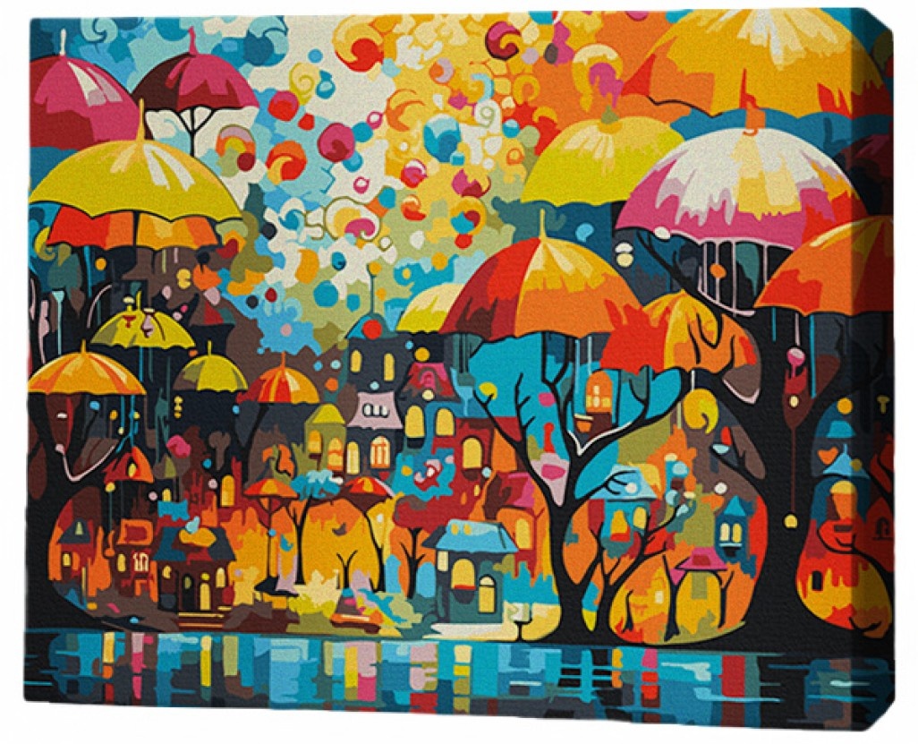 Tablou pe numere Brushme Город под зонтами 40x50cm (MG0017FC)
