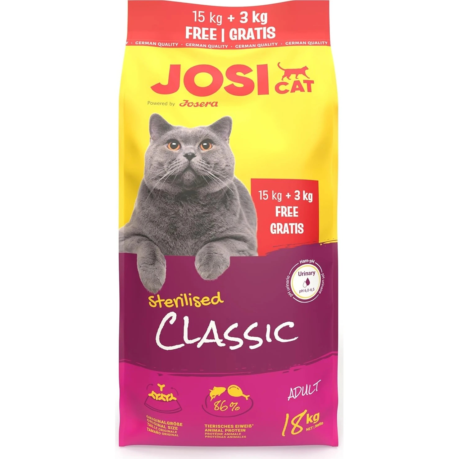 Hrană uscată pentru pisici Josera JosiCat Sterilised Classic 15+3kg