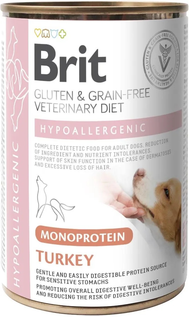 Hrană umedă pentru câini Brit Veterinary Diets Hypoallergenic Monoprotein Turkey 400g