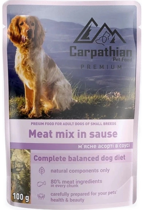 Hrană umedă pentru câini Carpathian Pet Food Meat Mix in Sauce 24x100g