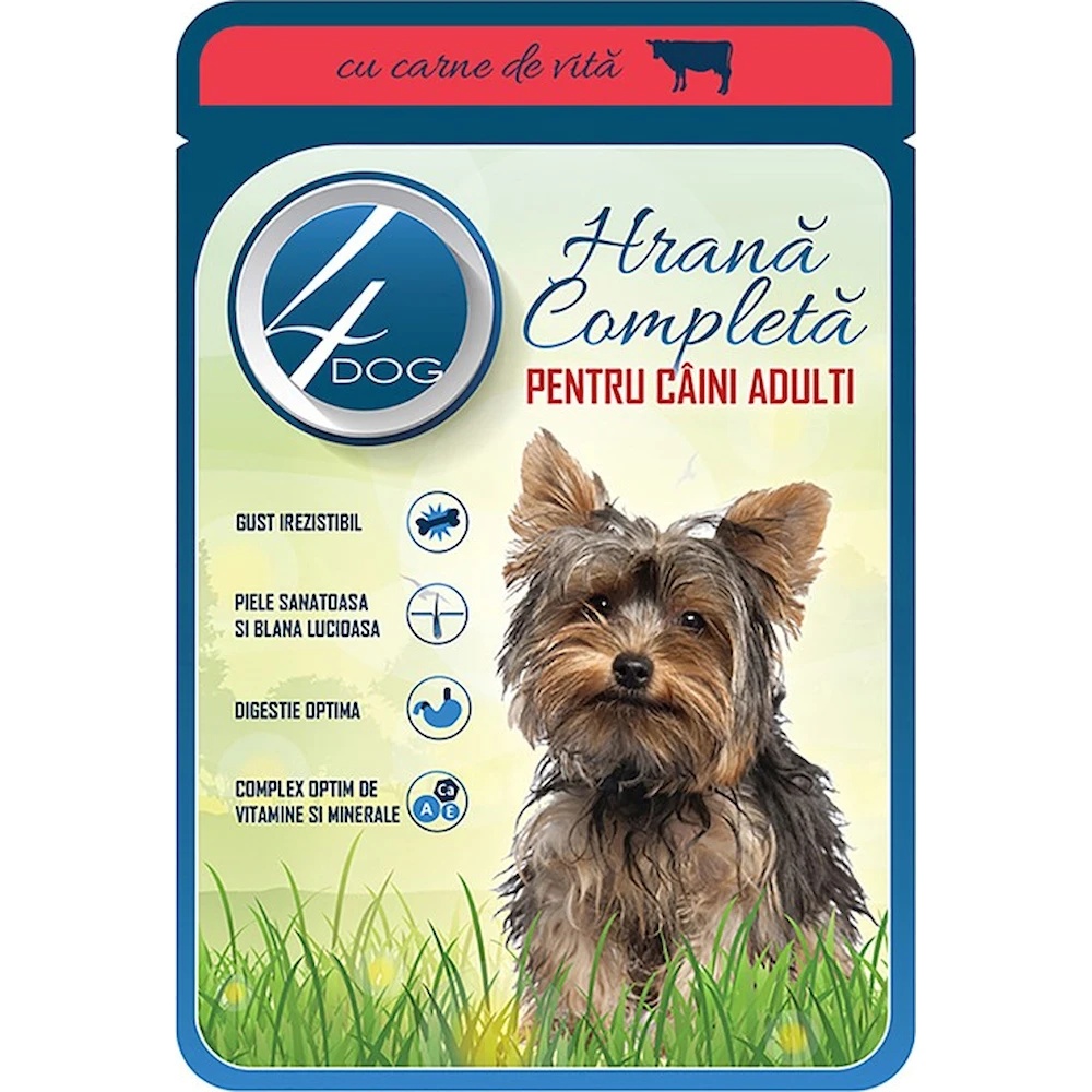 Hrană umedă pentru câini 4Dog Goodies Beef Adult 100g 24pcs