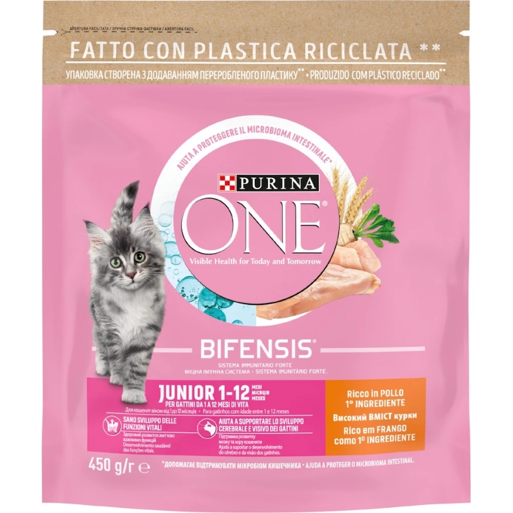 Hrană uscată pentru pisici Purina One Bifensis Junior Chicken 450g