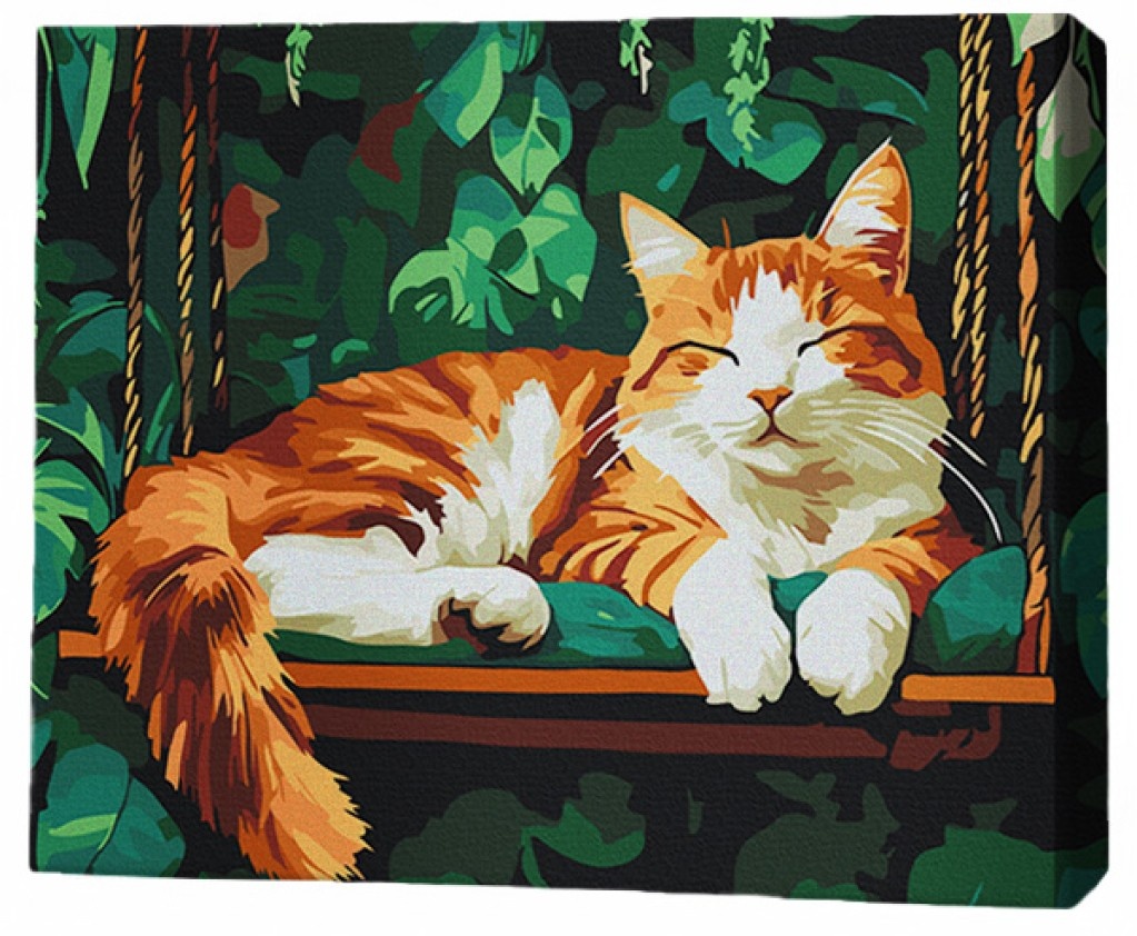 Tablou pe numere Brushme Кошечка на качелях 40x50cm (MG0021FC)