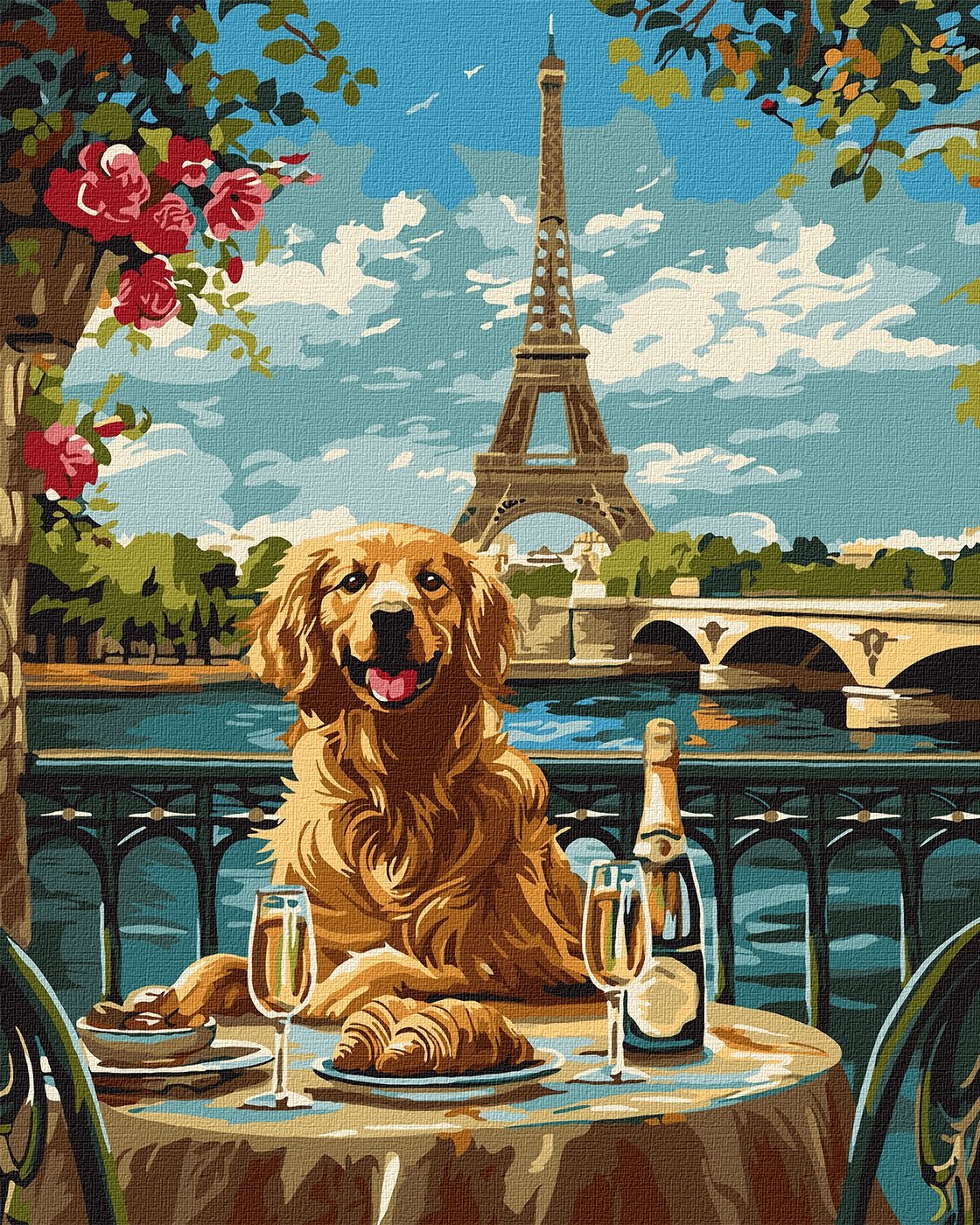 Tablou pe numere Ideyka A Retriever In Paris 40x50cm (KHO6627)