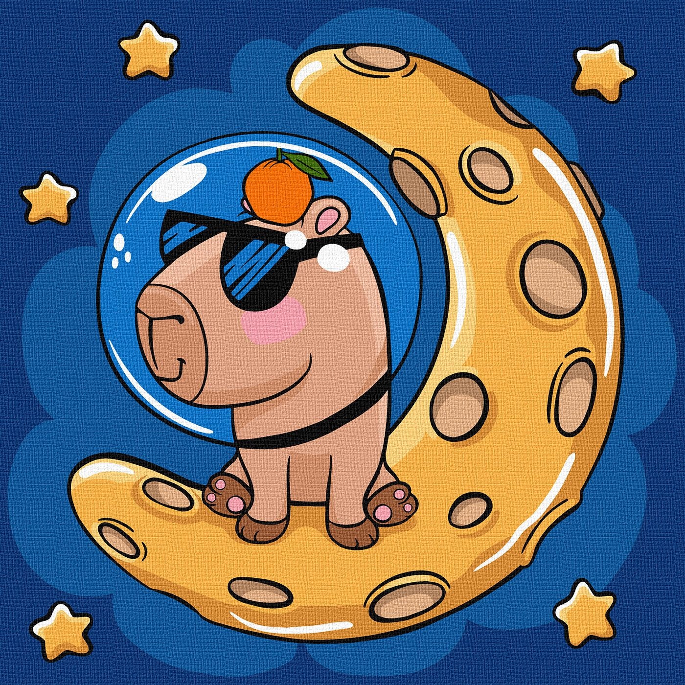 Tablou pe numere Ideyka Capybara On The Moon 30x30cm (KHO1281)