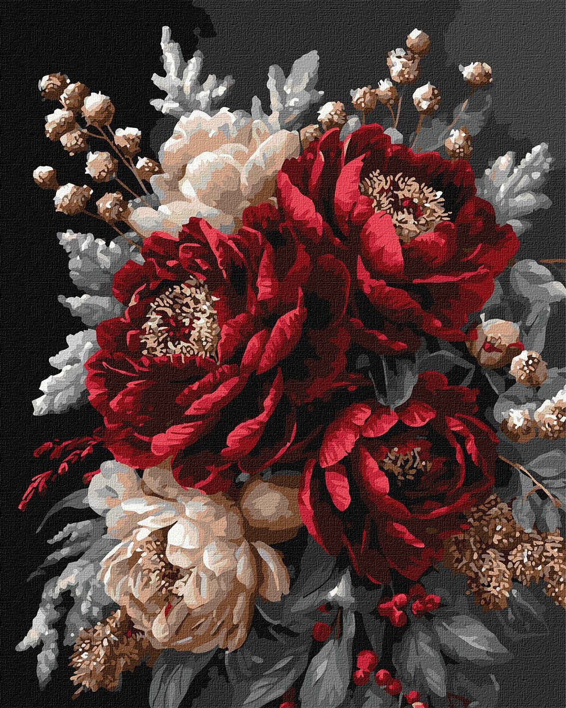 Tablou pe numere Ideyka Floral Serenity With Metallic Paints 40x50cm (KHO3343)