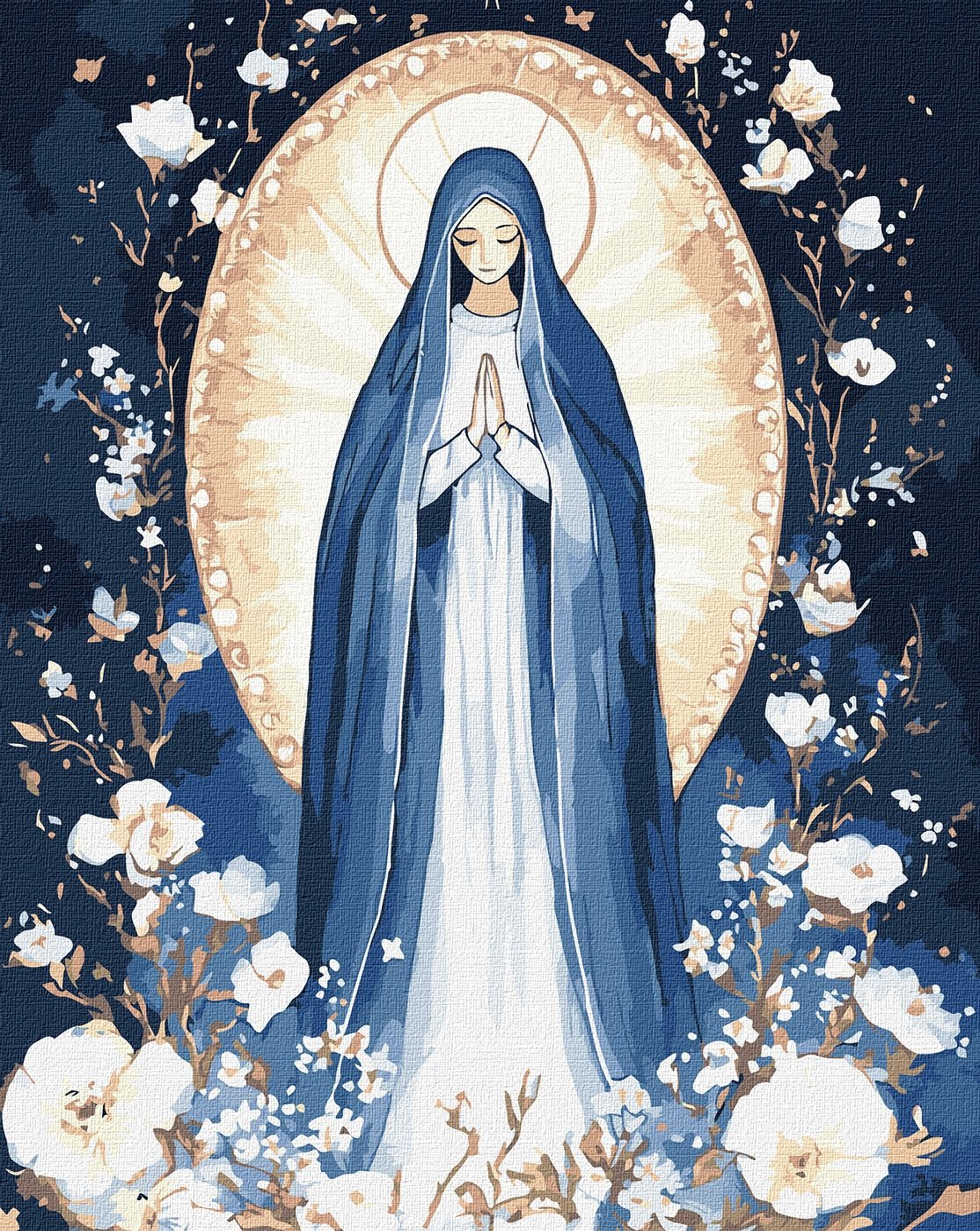 Tablou pe numere Ideyka Immaculate Virgin With Metallic Paints 40x50cm (KHO8535)