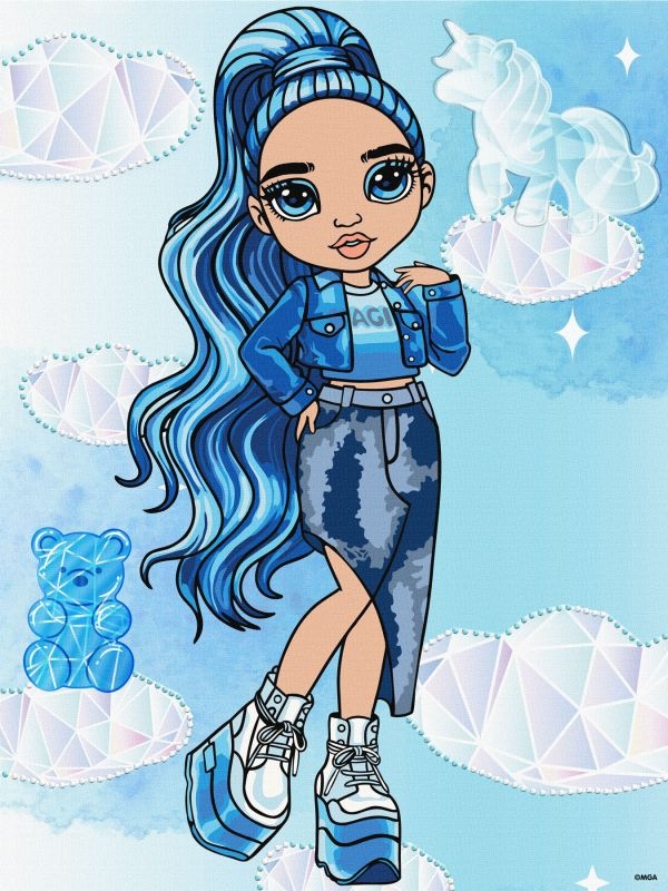 Tablou pe numere Ideyka Rainbow High. Skyler with hologram rhinestones 30х40cm (KHO1337)